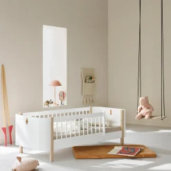 Wood Mini+ juniorseng 68x162 cm, hvid/eg