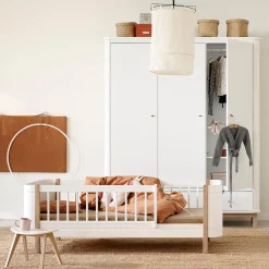 Wood Mini+ juniorseng 68x162 cm, hvid/eg