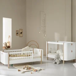 Wood Mini+ søskende kit (tillæg til Mini+ tremmeseng inkl. junior kit, hvid/eg & hvid)