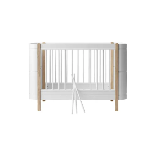 Wood Mini+ tremmeseng ekskl. junior kit 68x122 cm, hvid/eg