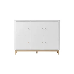 Wood multiskab 3 døre, hvid/eg