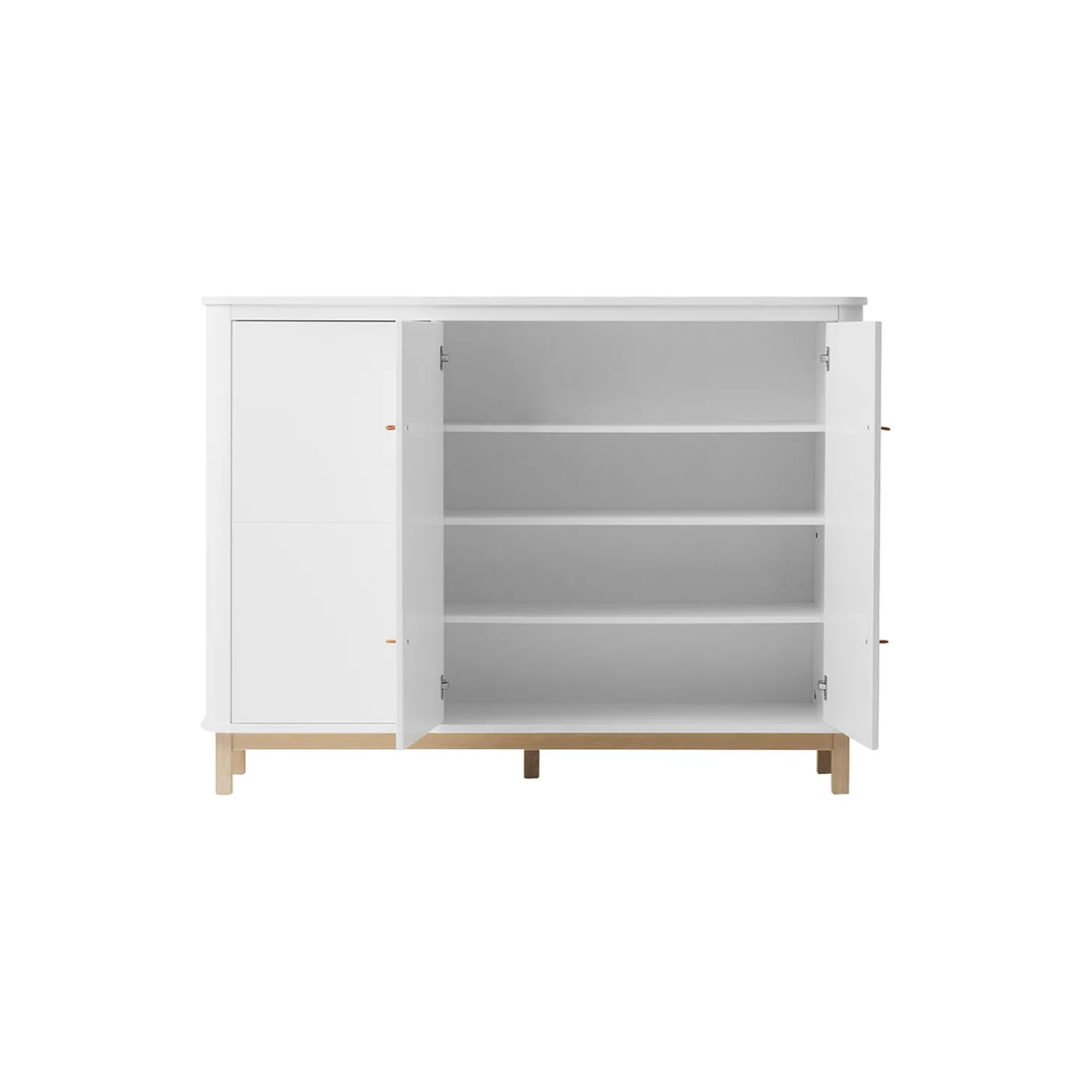 Wood multiskab 3 døre, hvid/eg