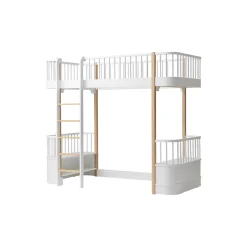 Wood Original højseng 90x200 cm, hvid/eg