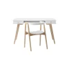 Wood skrivebord 66 cm & armstol sæt, hvid/eg