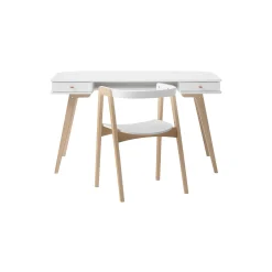 Wood skrivebord 66 cm & armstol sæt, hvid/eg