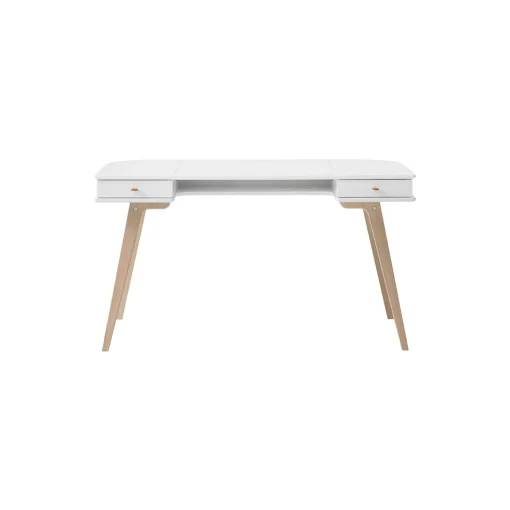Wood skrivebord 66 cm, hvid/eg