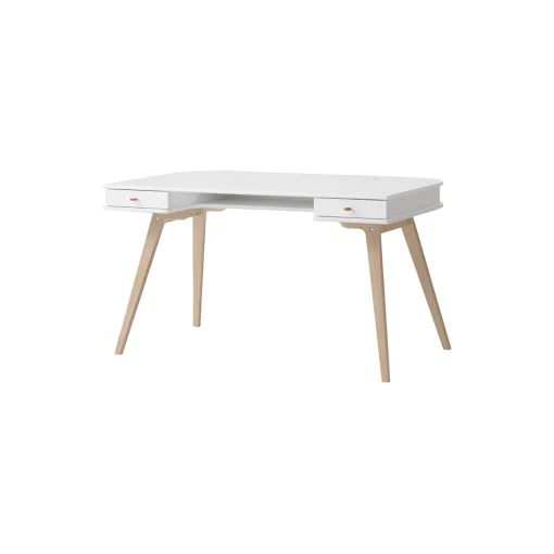 Wood skrivebord 66 cm, hvid/eg