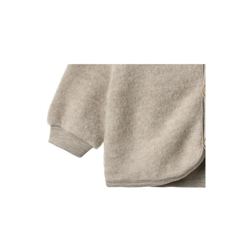 Wool Fleece Cardigan Kari, khaki melange
