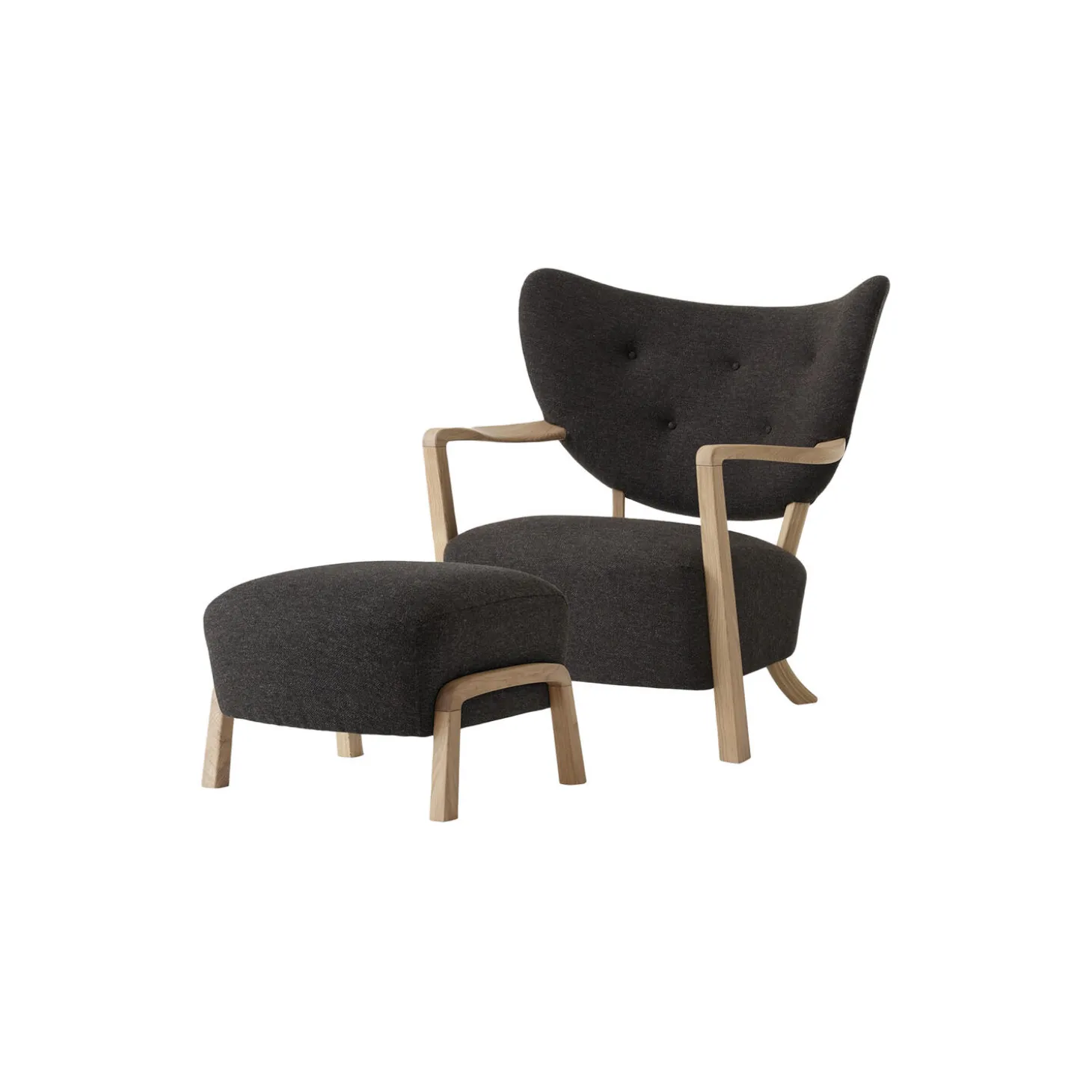 Wulff ATD2 Lounge Chair and ATD3 Pouf, hallingdal 376/oiled oak