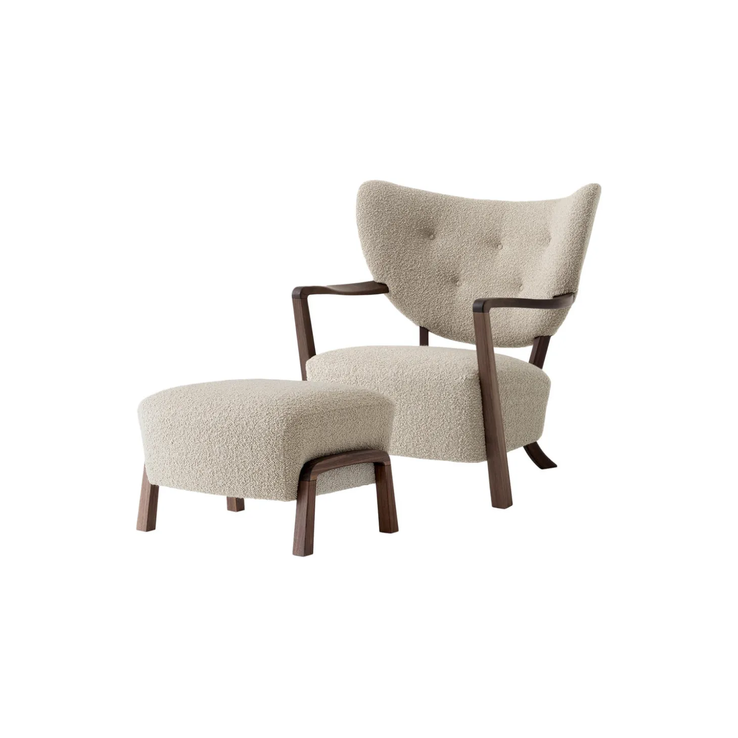 Wulff ATD2 Lounge Chair and ATD3 Pouf, karakorum 003/oiled walnut