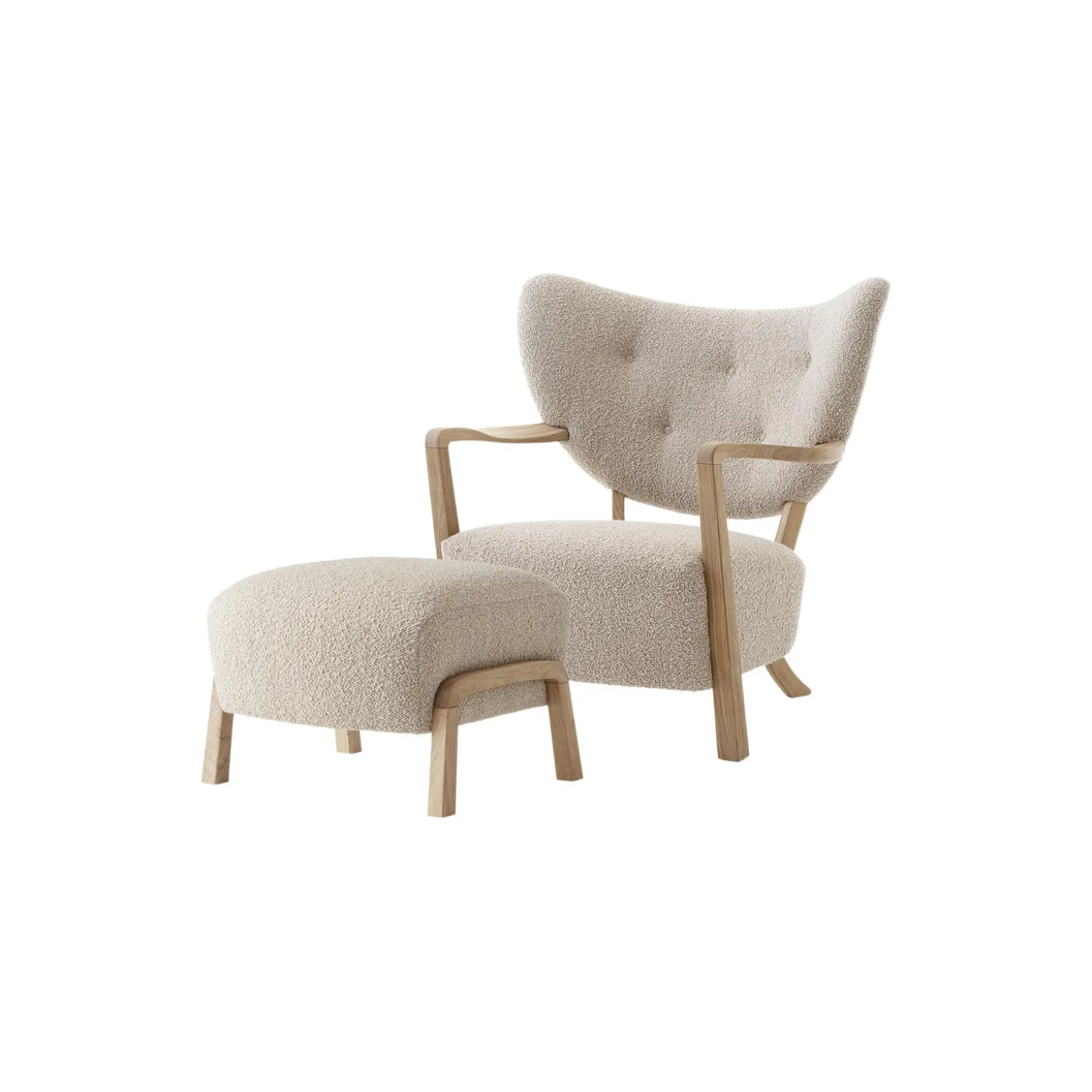 Wulff ATD2 Lounge Chair and ATD3 Pouf, karakorum 003/oiled oak