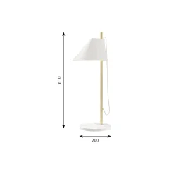 Yuh bordlampe, hvid/messing