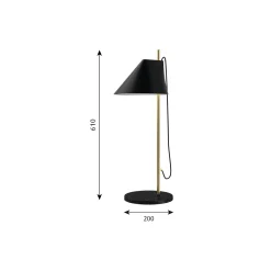 Yuh bordlampe, sort/messing