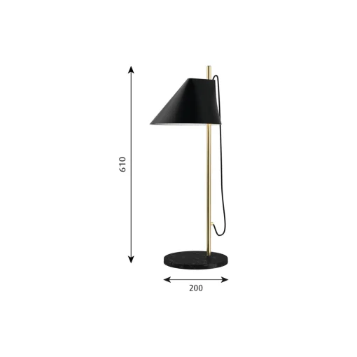 Yuh bordlampe, sort/messing