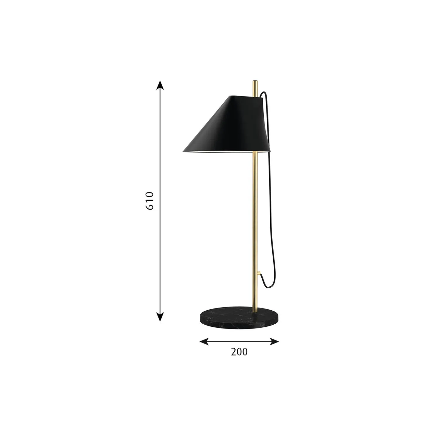 Yuh bordlampe, sort/messing