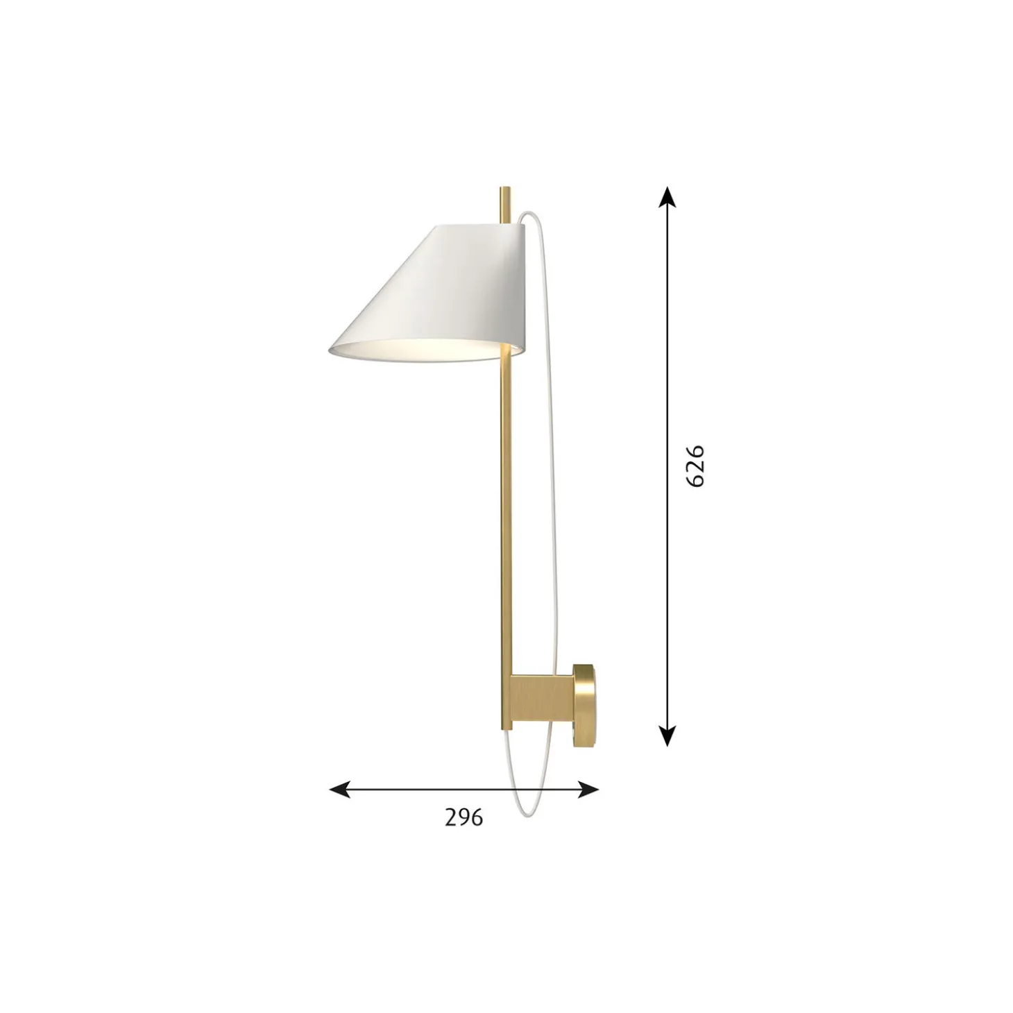 Yuh væglampe, hvid/messing