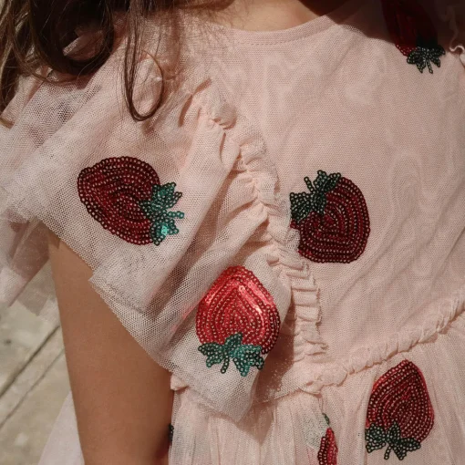 Yvonne Frill Dress, strawberry